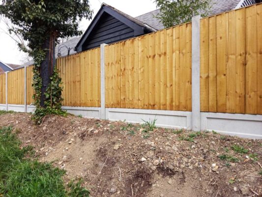 Timber fencing with neat posts and panels