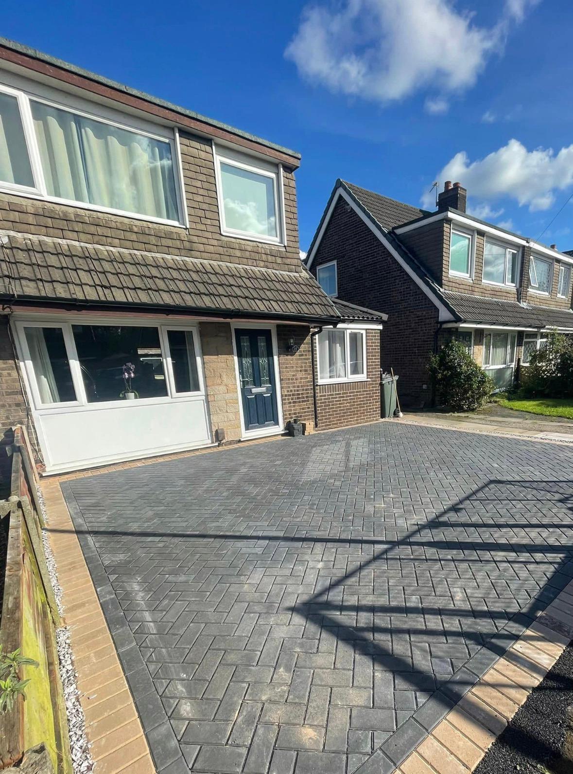 Block paved driveway completed by Prestige Driveways and Landscapes Ltd